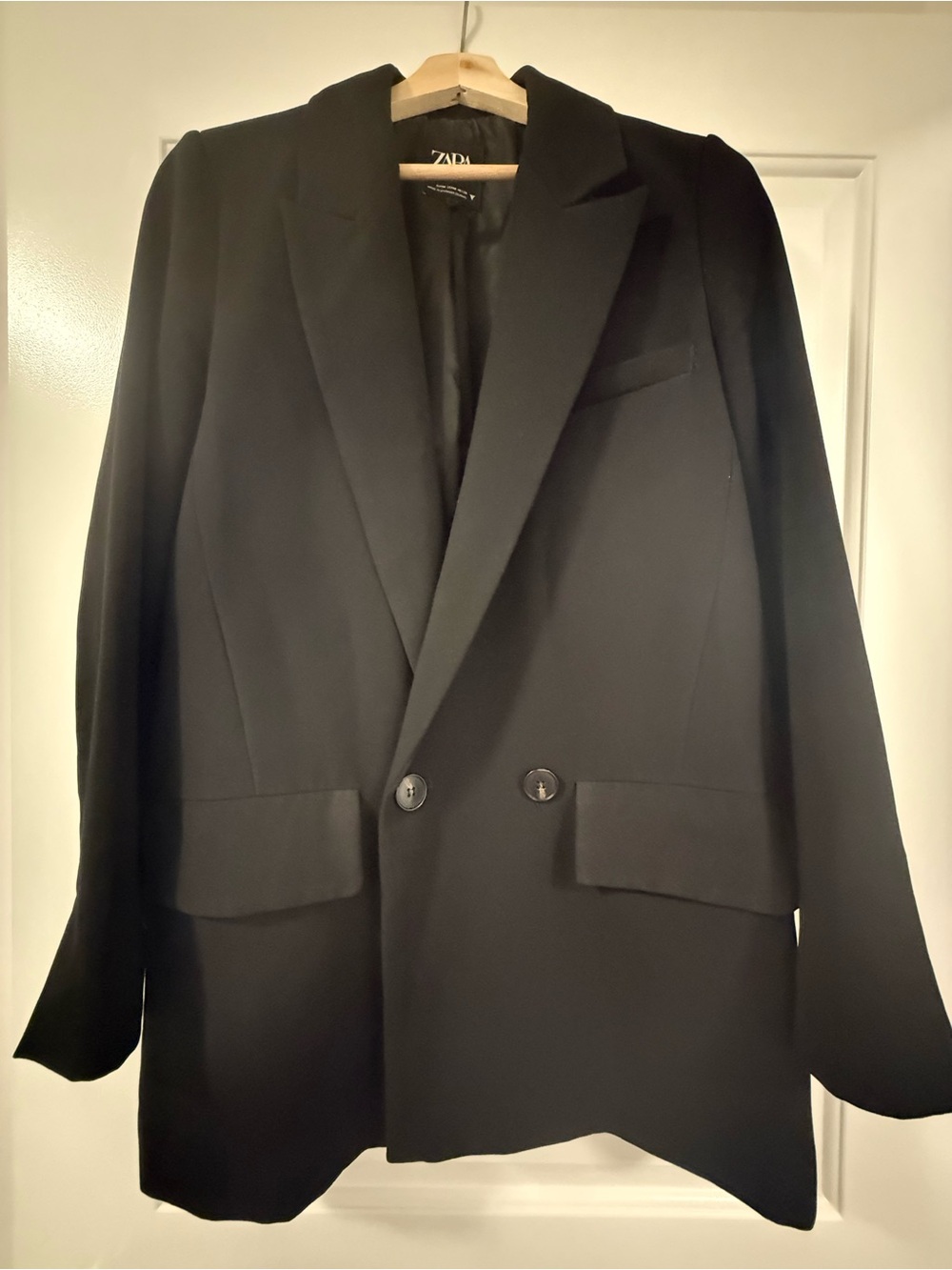 Zara Oversized Double-Breasted Black Blazer
